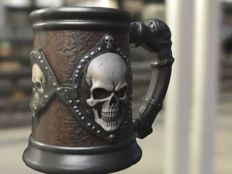 Skull Emblem Tankard 3D Model
