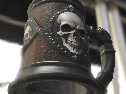 Skull Emblem Tankard 3D Model