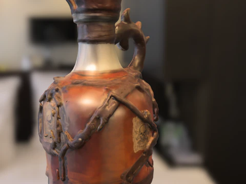 Bouteille de rhum pirate maudit Modèle 3D
