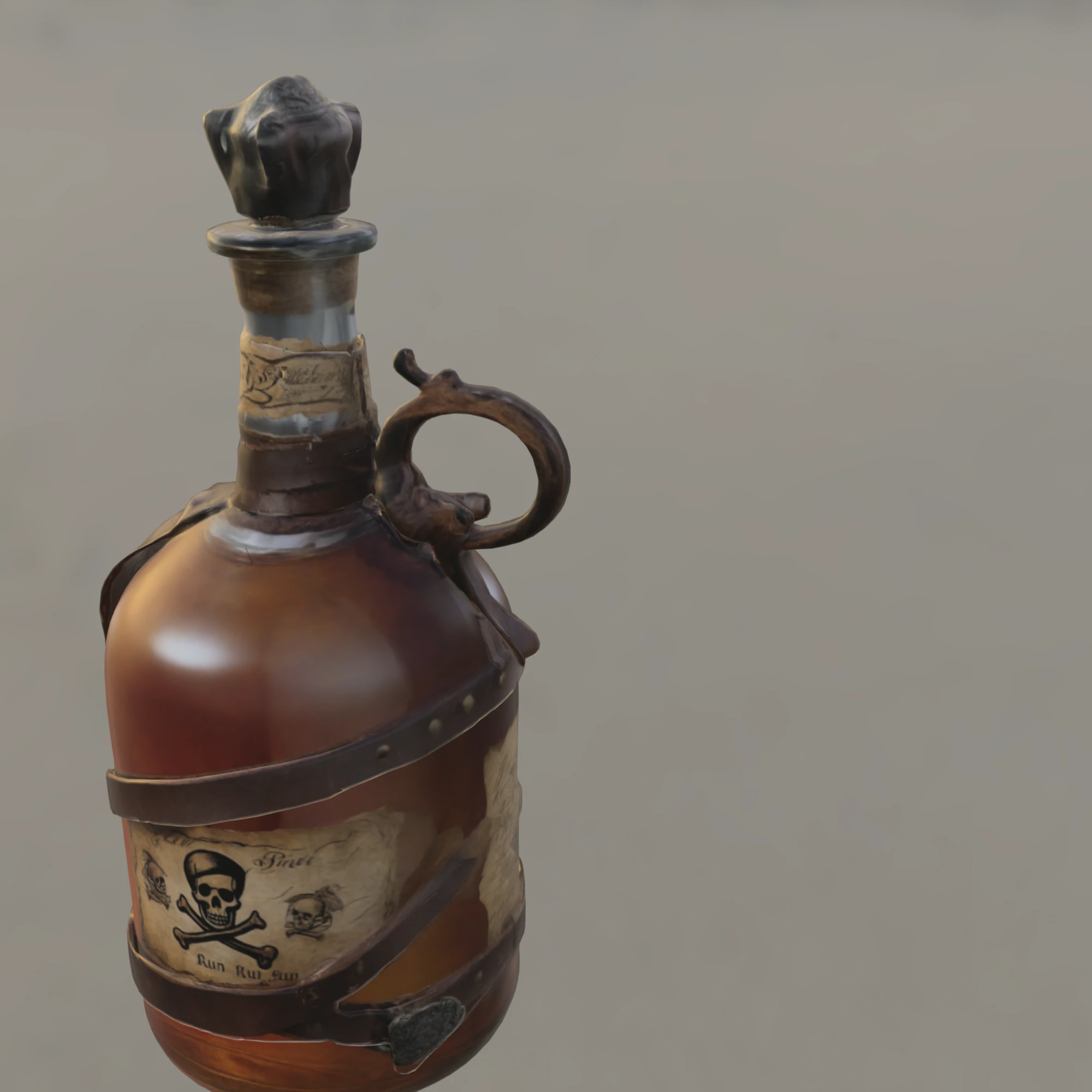 Pirate Rum Bottle 3D Model .c4d .max .obj .3ds .fbx .stl .blend 
