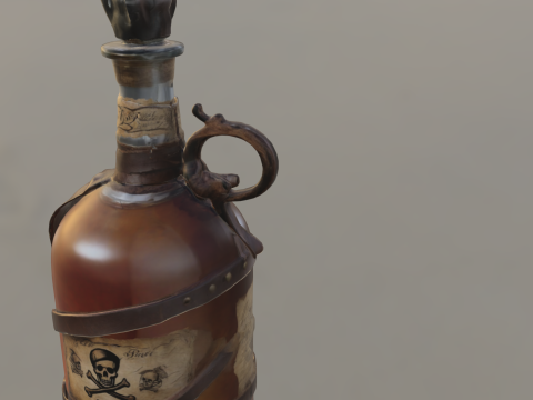 Pirate Rum Bottle 3D मॉडल