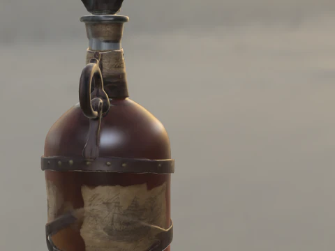 Pirate Rum Bottle 3D Model