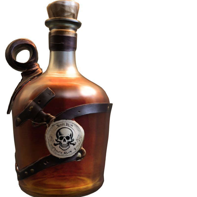 Pirate Skull Rum Bottle 3D Модель .c4d .max .obj .3ds .fbx .stl .blend