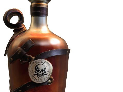 Pirate Skull Rum Bottle 3D Model