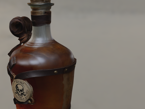 Pirate Skull Rum Bottle 3D Модель