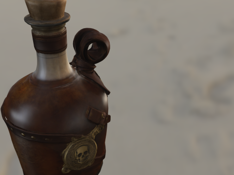 Pirate Skull Rum Bottle 3D Модель