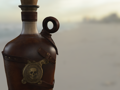 Pirate Skull Rum Bottle 3D Модель
