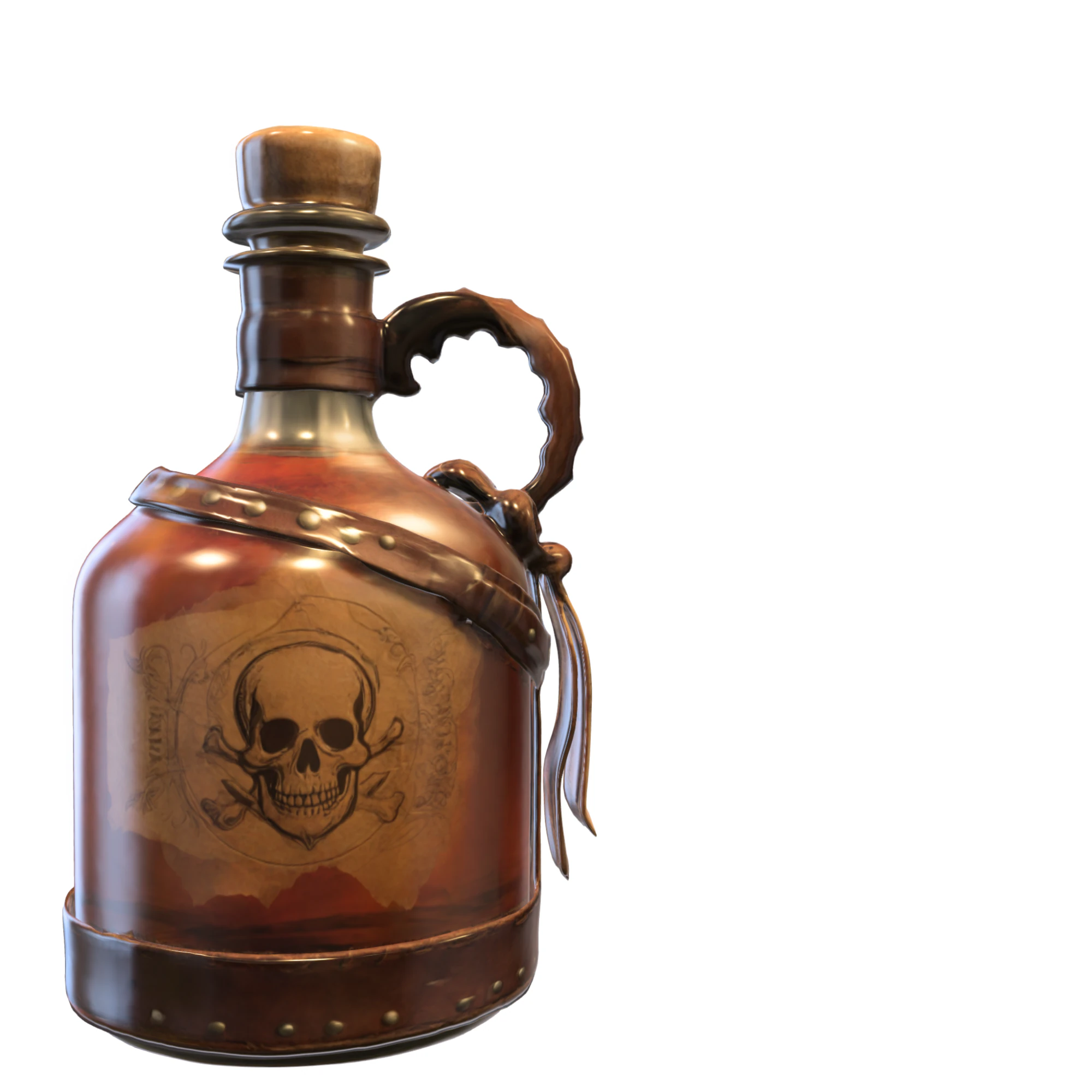 Rustic Pirate Flask 3D Model .c4d .max .obj .3ds .fbx .stl .blend