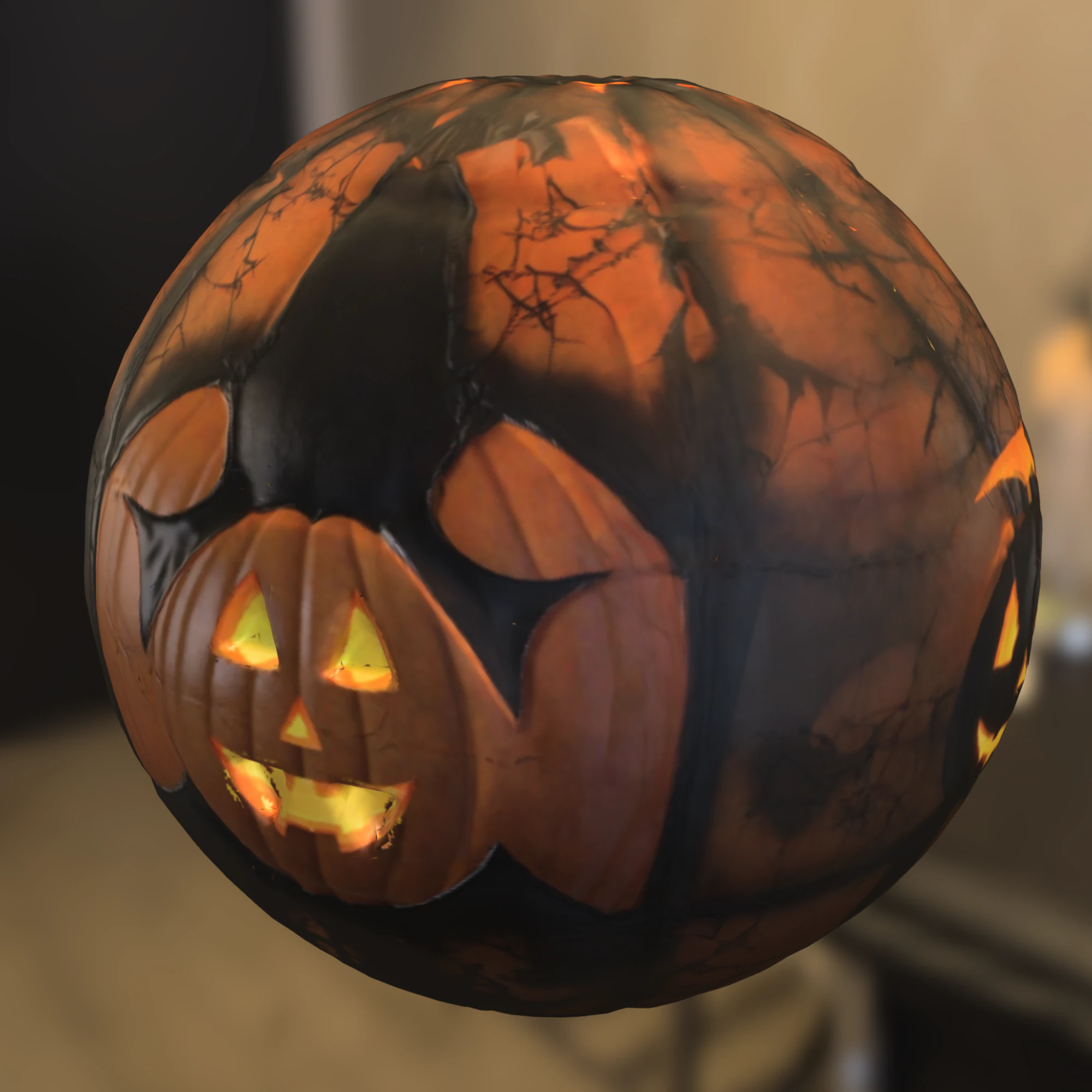 Haunted Pumpkin ball toy 3D Model .c4d .max .obj .3ds .fbx .stl .blend 