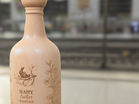 Engraved Wooden Easter 3D Model