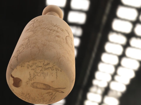 Engraved Wooden Easter 3D Model