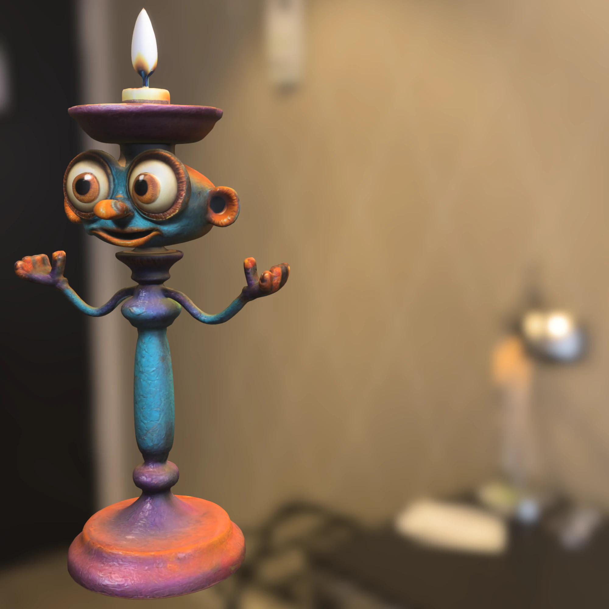 Charming Candle Butler Character 3D Model .c4d .max .obj .3ds .fbx .stl .blend