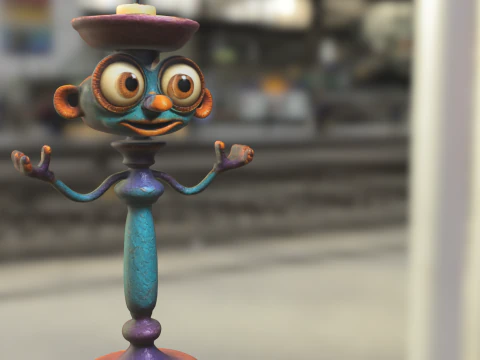 Charming Candle Butler Character 3D Model