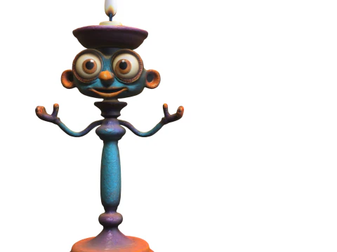 Charming Candle Butler Character 3D Model