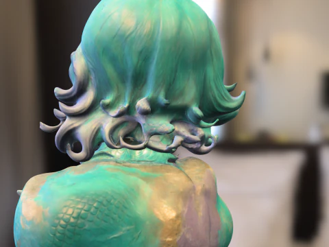 Chibi Mermaid on Rock 3D Model