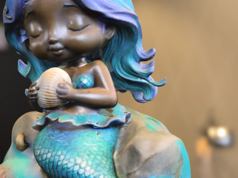 Chibi Mermaid on Rock 3D Model