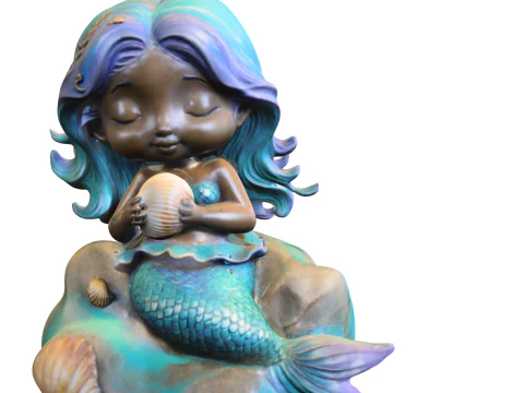 Chibi Mermaid on Rock 3D Model