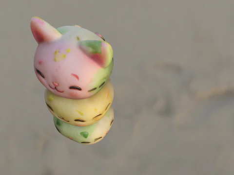 Kawaii Cat Dango Skewer 3D Model