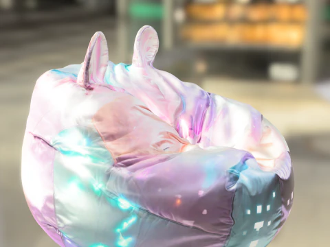 Kursi Bean Bag Kelinci Holografik Model 3D