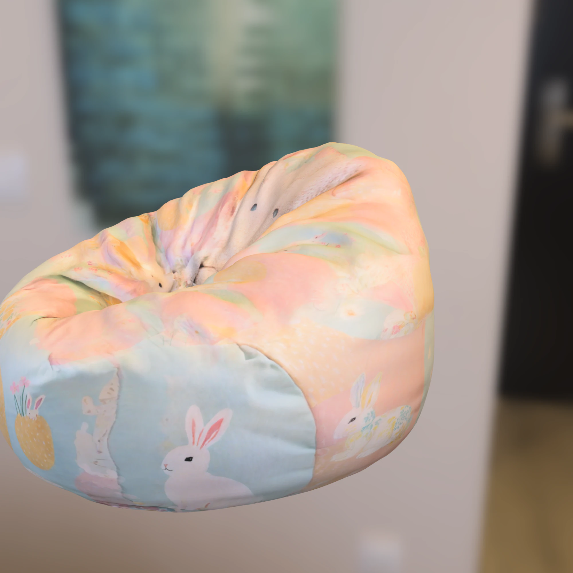Pastel Bunny Bean Bag Chair 3D Model .c4d .max .obj .3ds .fbx .stl .blend
