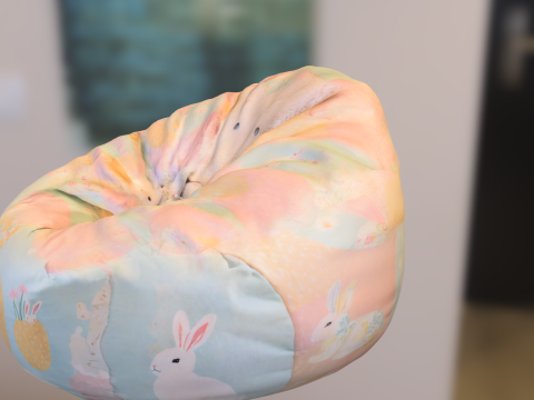 Pastel Bunny Bean Bag Chair 3D Model