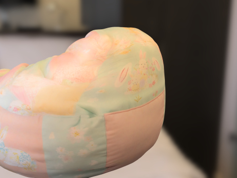 Pastel Bunny Bean Bag Chair 3D Model