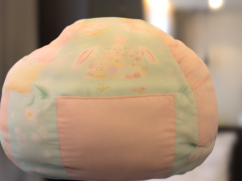 Pastel Bunny Bean Bag Chair 3D Model