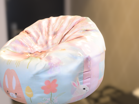 Cute Bunny Bean Bag Chair 3D Model