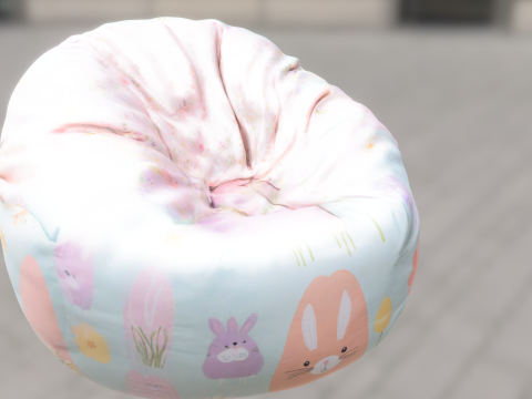 Cute Bunny Bean Bag Chair 3D Model