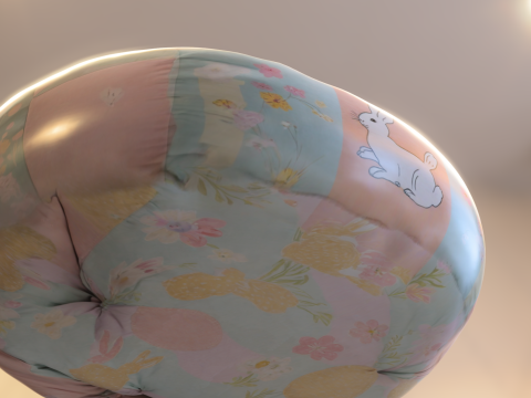 Pastel Bunny Bean Bag Chair 3D Model