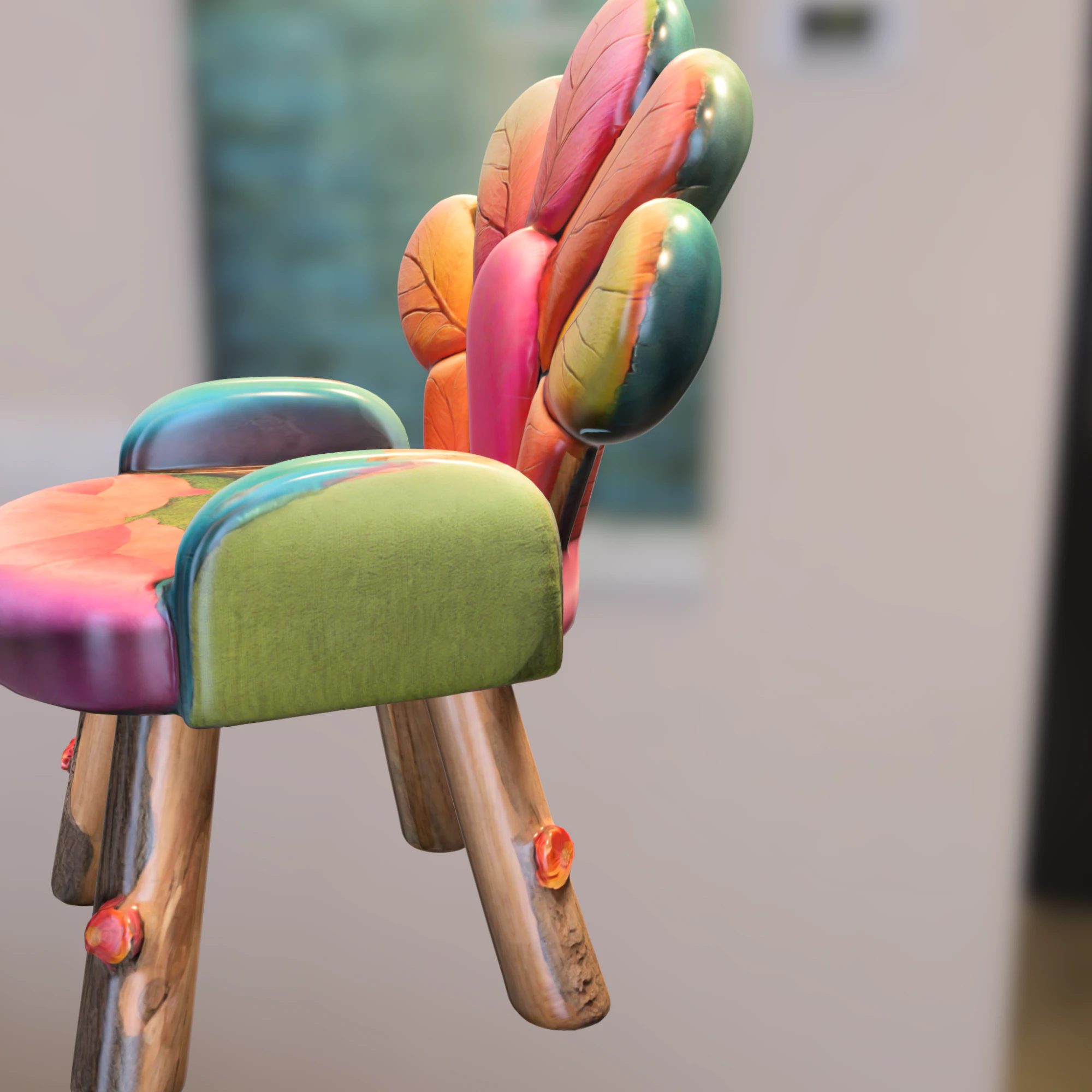Fantasy Leaf Armchair 3D Model .c4d .max .obj .3ds .fbx .stl .blend 