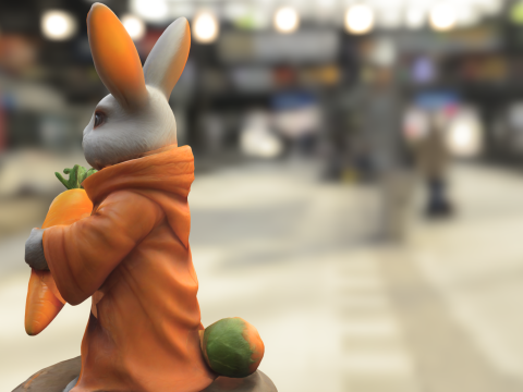Rabbit Monk Holding Giant Carrot 3D Model