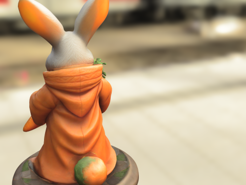 Rabbit Monk Holding Giant Carrot 3D Model