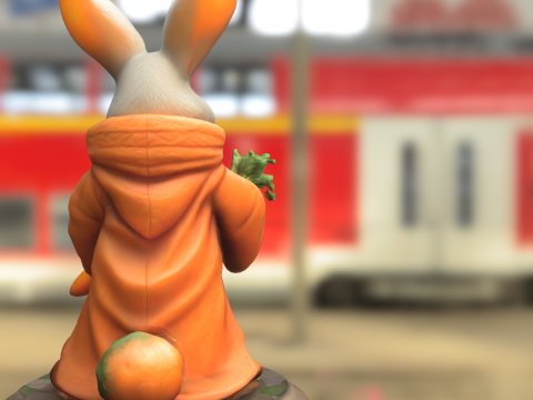 Rabbit Monk Holding Giant Carrot 3D Model