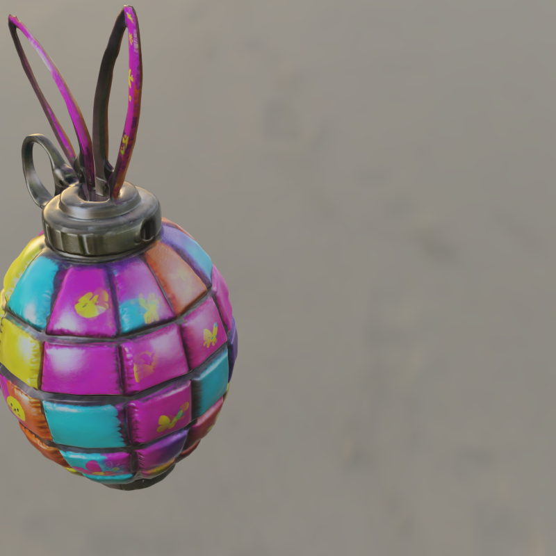 Colorful Bunny Grenade 3D Model .c4d .max .obj .3ds .fbx .stl .blend