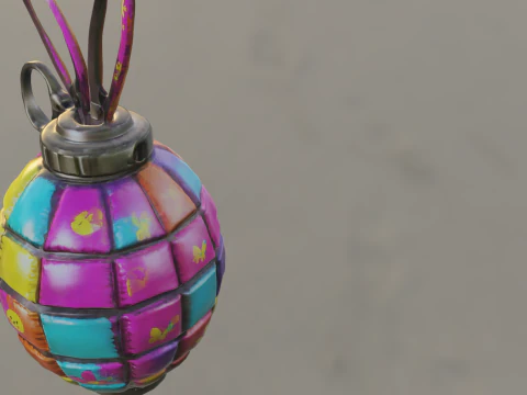 Granada de coelho colorida Modelo 3D