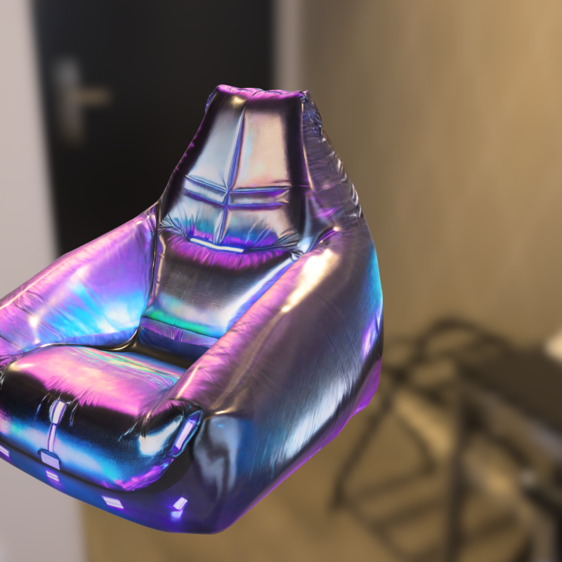 Holographic Gaming Bean Bag Chair 3D 모델 .c4d .max .obj .3ds .fbx .stl .blend