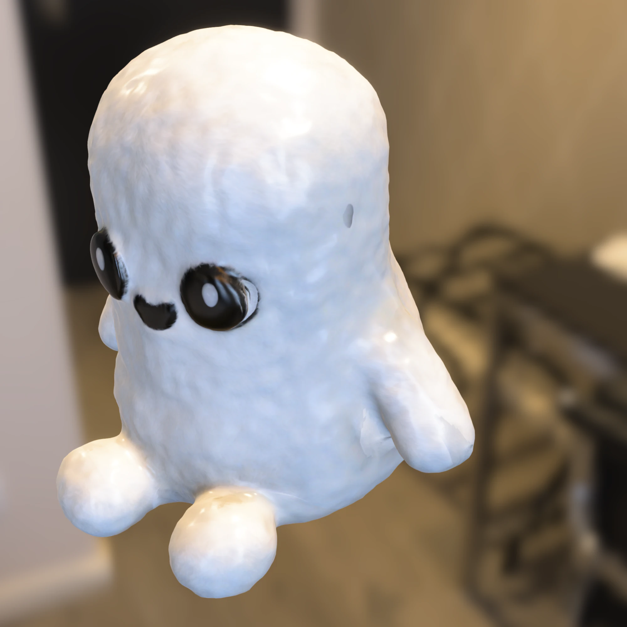 Cute Ghost Creature 3D Model .c4d .max .obj .3ds .fbx .stl .blend 
