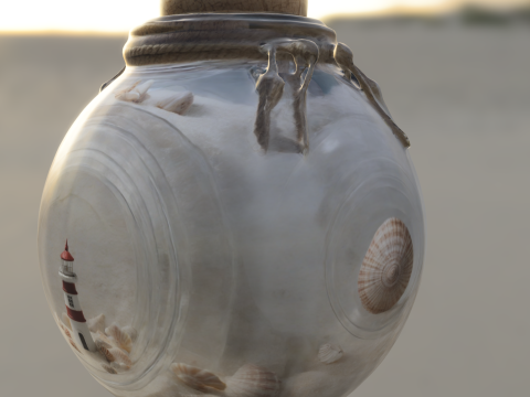 Miniature Lighthouse in Glass Jar Diorama 3D मॉडल