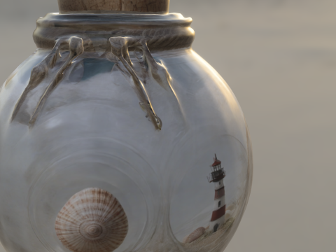 Miniature Lighthouse in Glass Jar Diorama 3D मॉडल