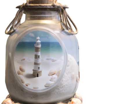 Coastal Lighthouse in Glass Jar 3D 模型