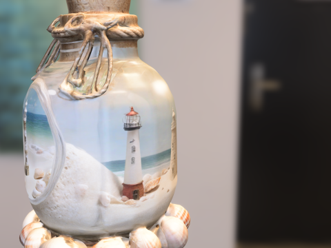 Coastal Lighthouse in Glass Jar Modello 3D
