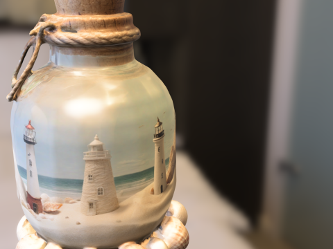 Coastal Lighthouse in Glass Jar Modello 3D