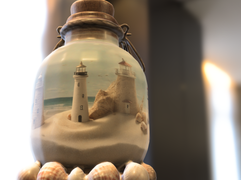Coastal Lighthouse in Glass Jar Modello 3D