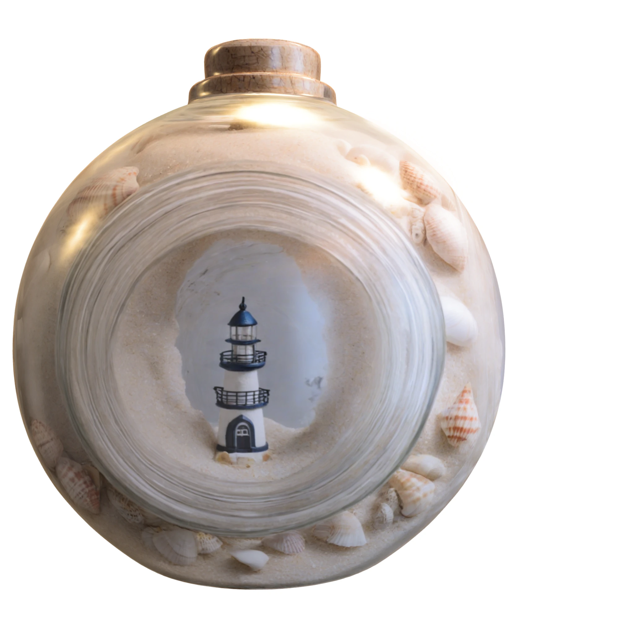 Nautical Lighthouse in Round Glass Jar 3D Model .c4d .max .obj .3ds .fbx .stl .blend 