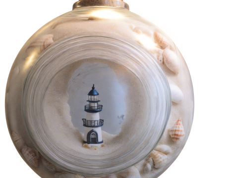Nautical Lighthouse in Round Glass Jar 3D Model