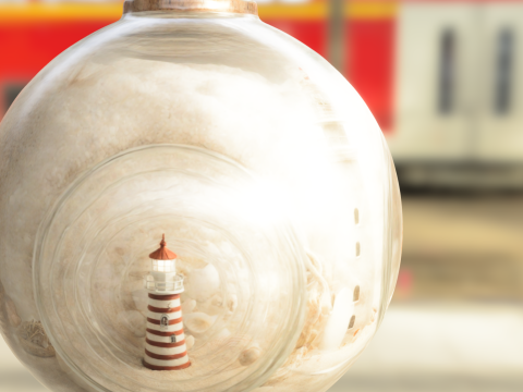 Nautical Lighthouse in Round Glass Jar 3D 模型