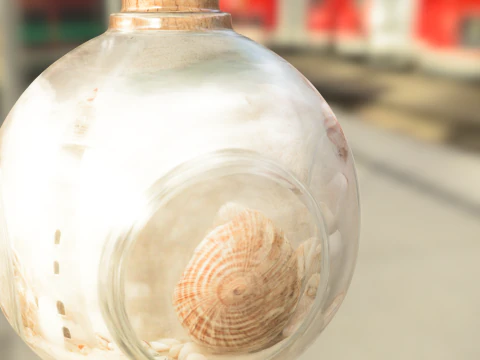 Nautical Lighthouse in Round Glass Jar 3D Model