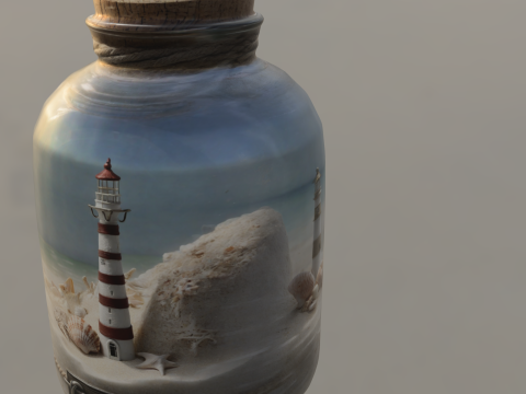 Lighthouse in Glass Jar Diorama 3D 模型