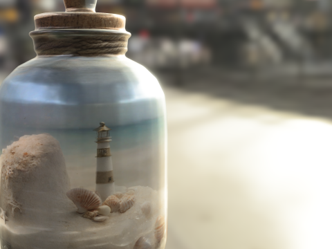Lighthouse in Glass Jar Diorama 3D 模型